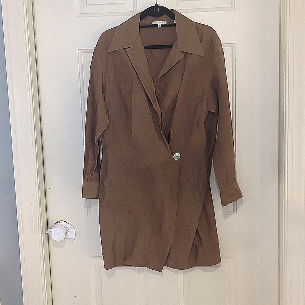 Vince Linen Wrap Dress Tobacco